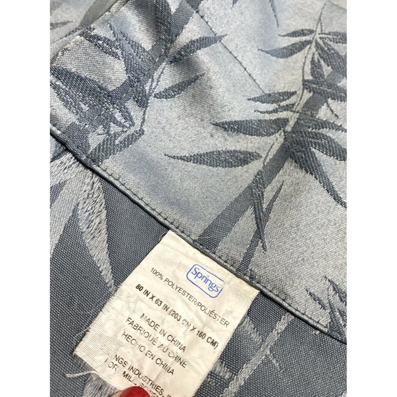 Vintage Set 8 Luxury Springs Curtains Panels Drapes Blue Bamboo Print Faux Silk - Picture 5 of 7